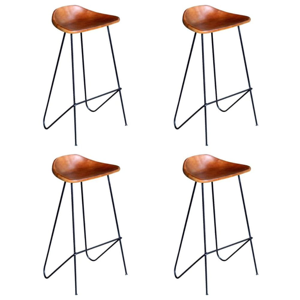 Vidaxl Barové stoličky 4 ks, hnedé, pravá koža